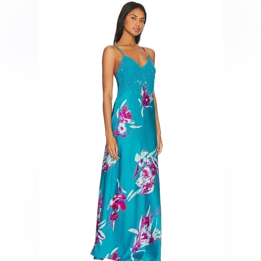 Free People Forever Yours Satin Printed Maxi Dress NWT - Picture 4 of 6